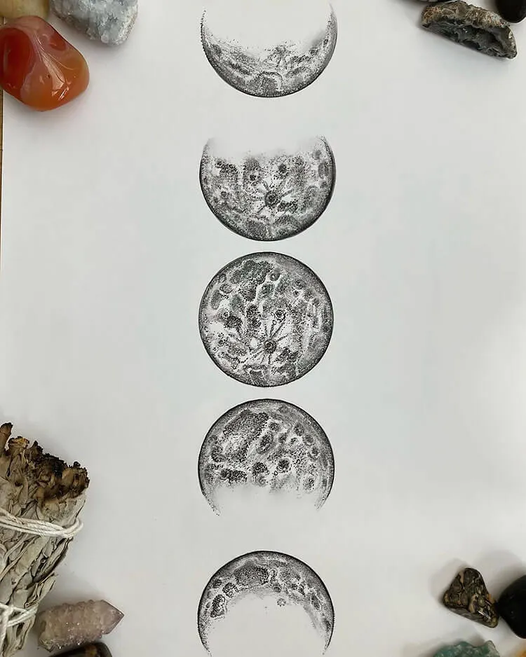 ritning av månens faser