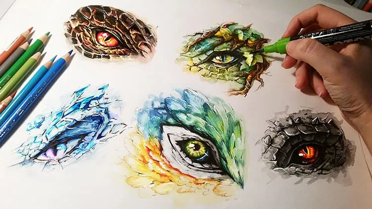 yeux de dragon colorés