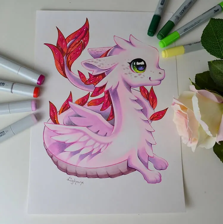 drăguț dragon roz