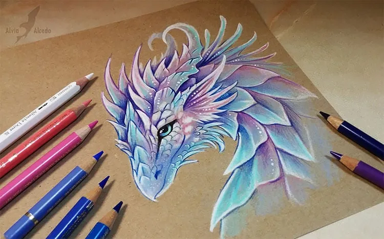 fialový a modrý drak