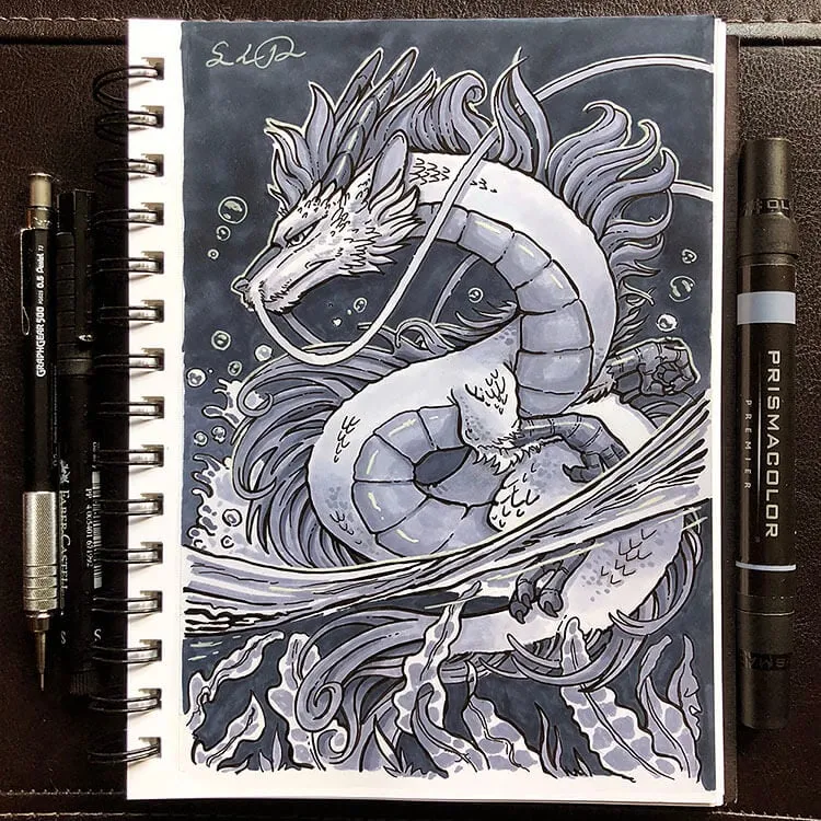 dragón bajo el agua