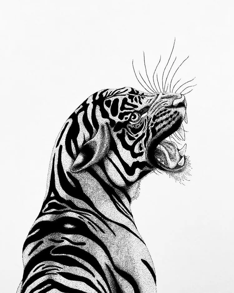 Gambar Harimau Dotwork