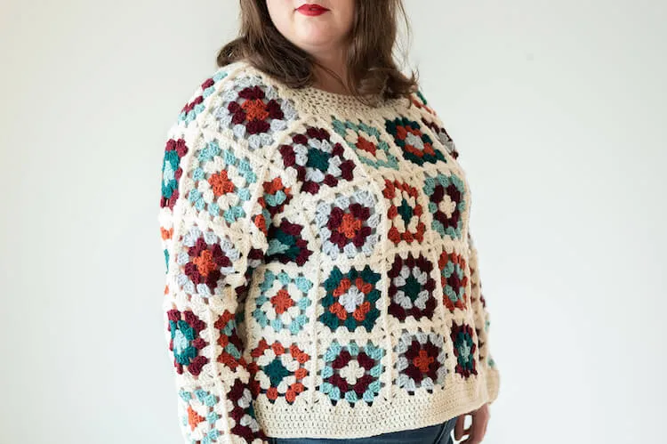 Пуловер с квадрат на баба