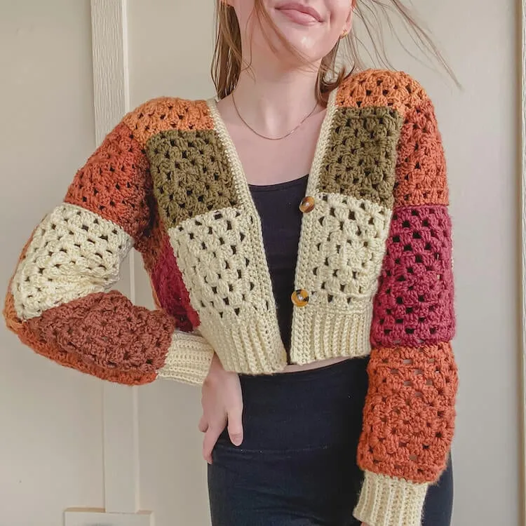 crochet granny square sweater