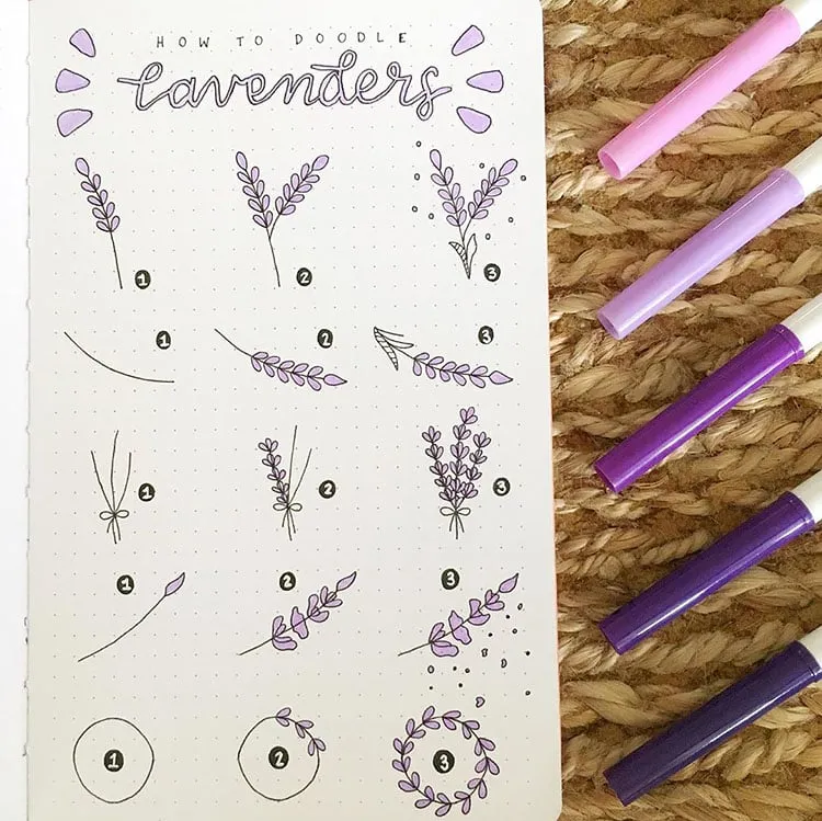 miten piirtää laventeli doodles
