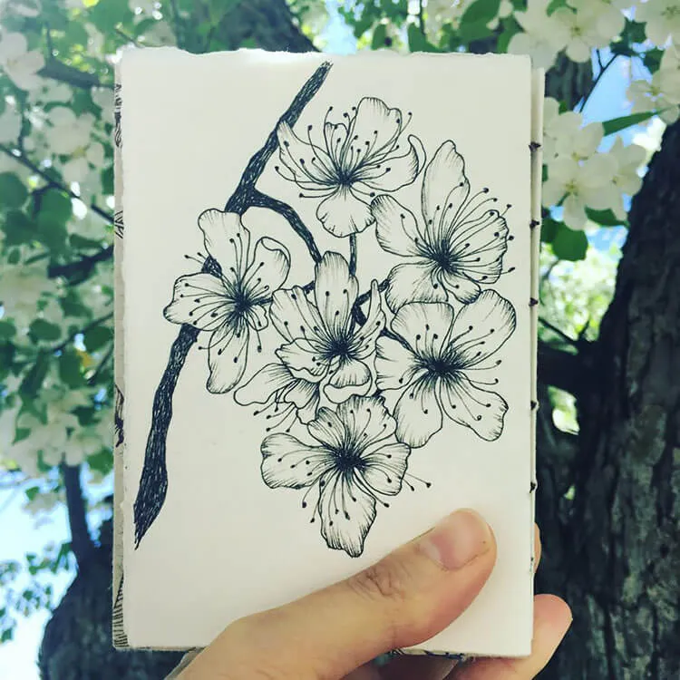 dibujo de un cerezo en flor