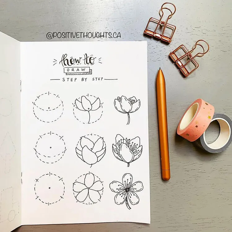 como dibujar flores de cerezo tutorial