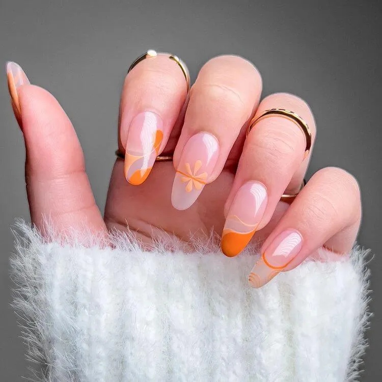 orange flower nails