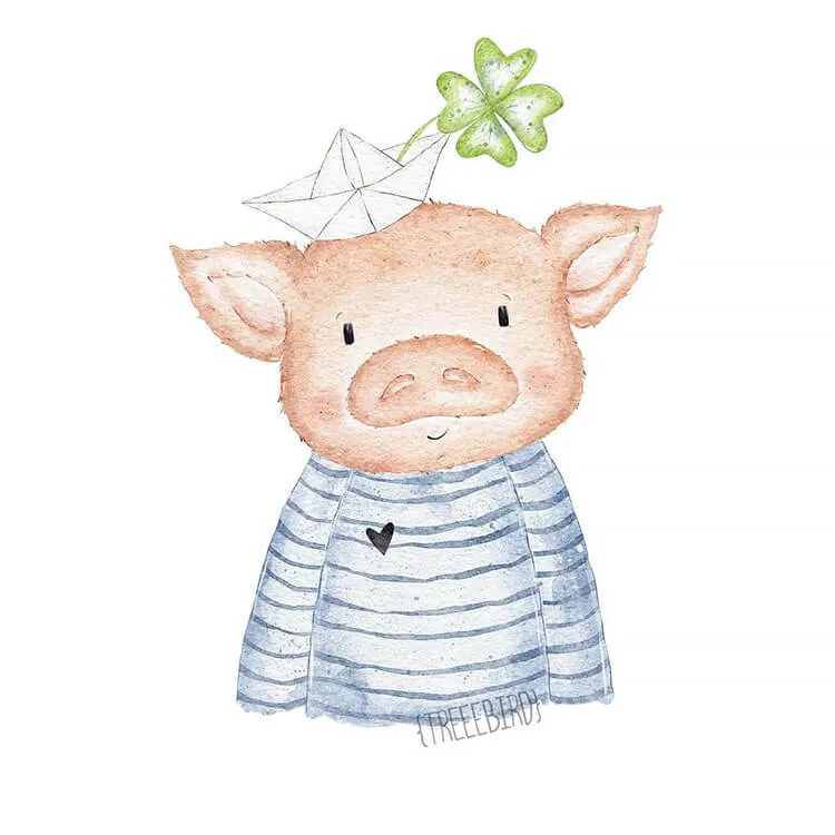 illustration d'un cochon mignon par treeebird