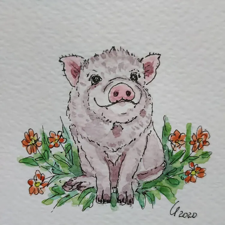 peinture de cochon coloré