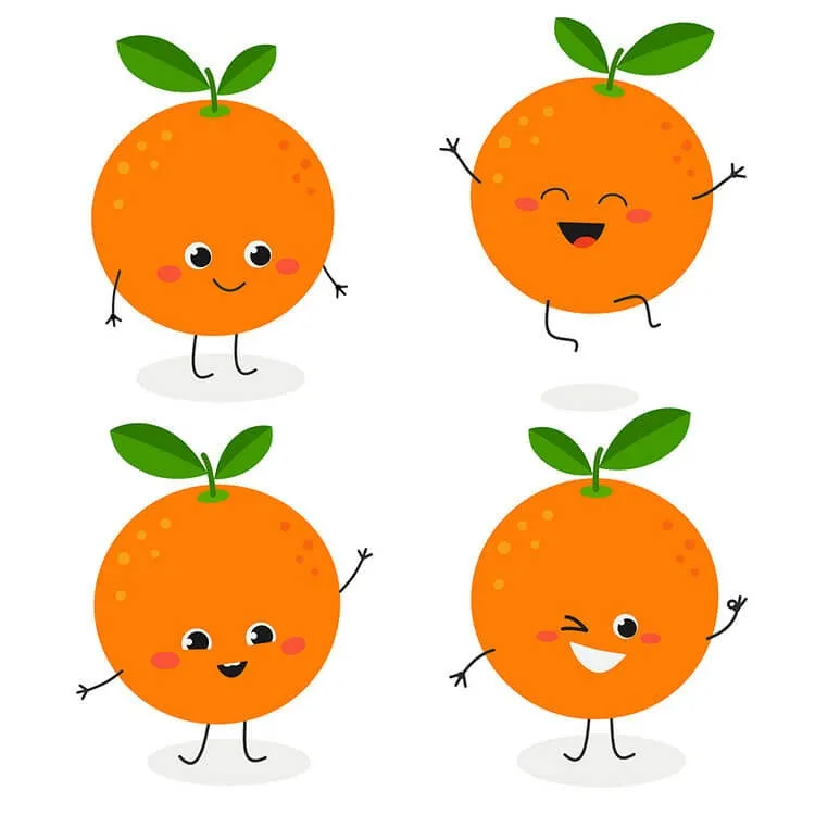 Cuatro Naranjas Divertidas