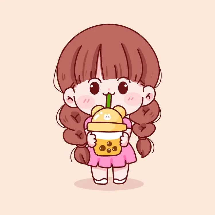 Dziewczyna pijąca Bubble Tea