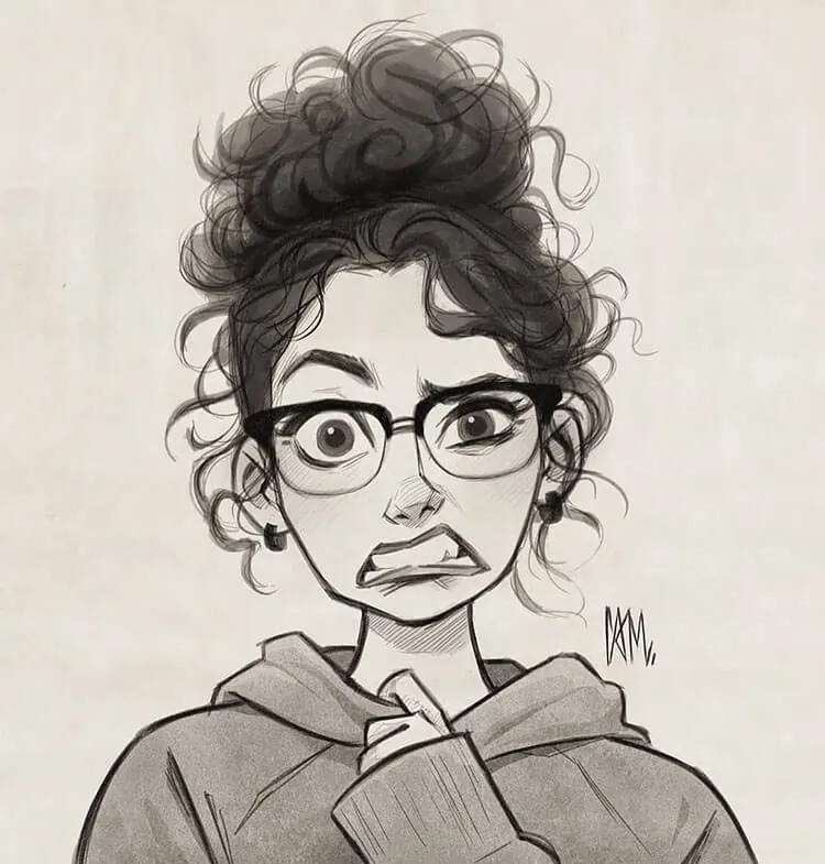 dibujo de chica con gafas