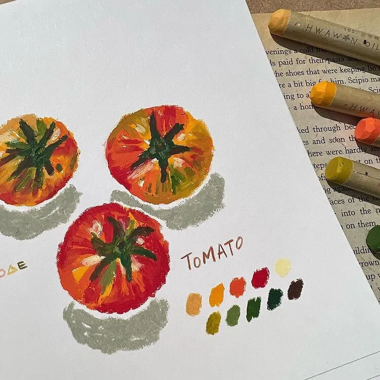 Tomates au pastel à l'huile