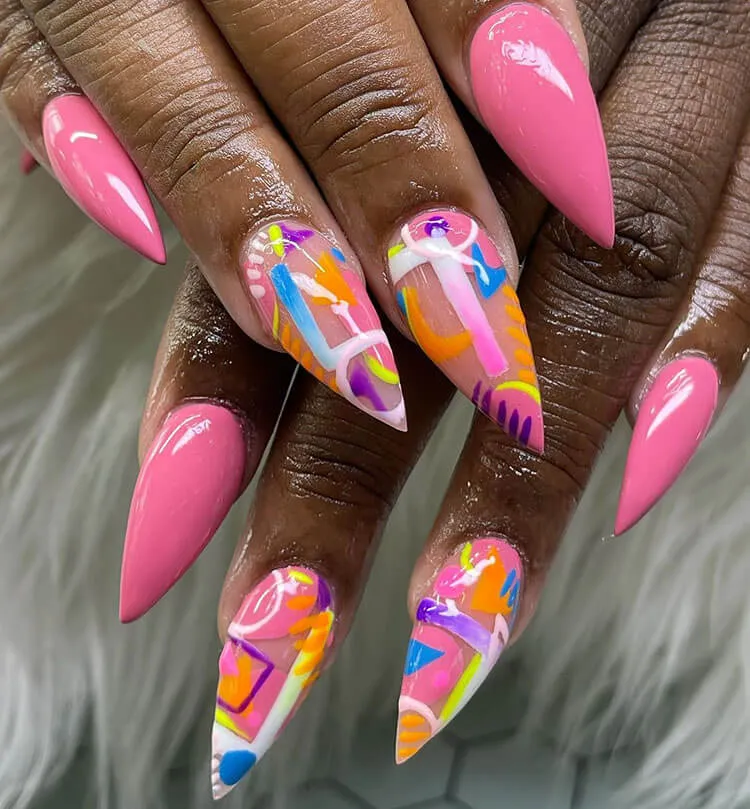 roze abstracte nagels