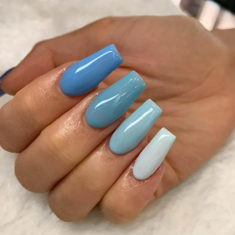 сини омбре нокти