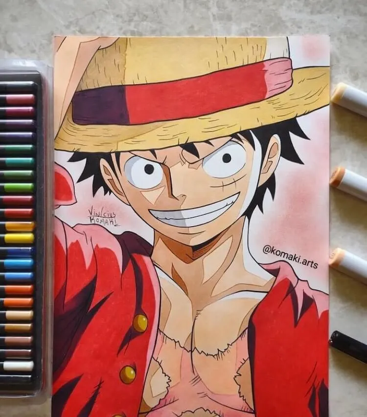 Luffy'nin hasır şapkalı çizimi