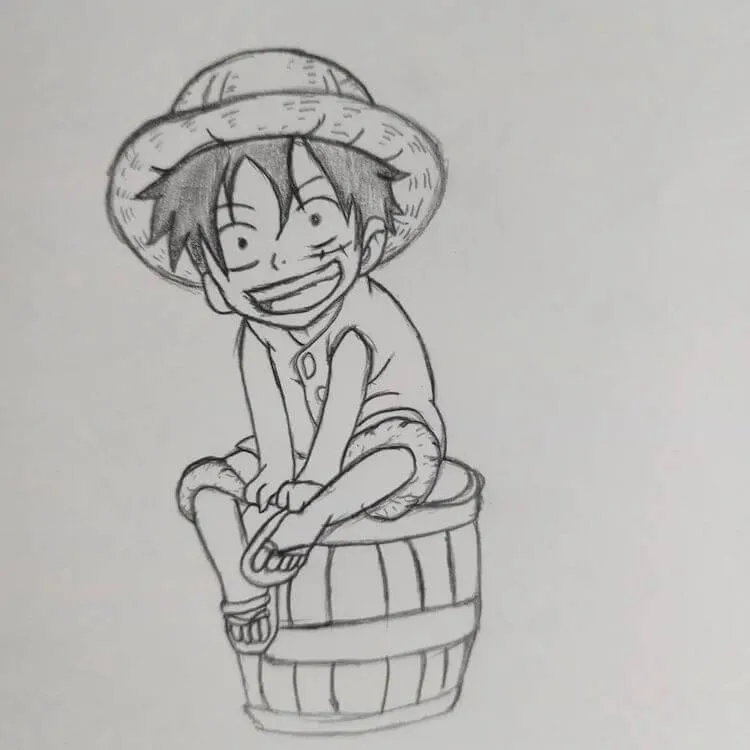 tekening van Luffy als kind