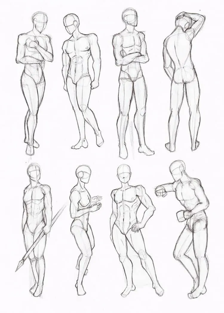 férfi test anatómia pózok