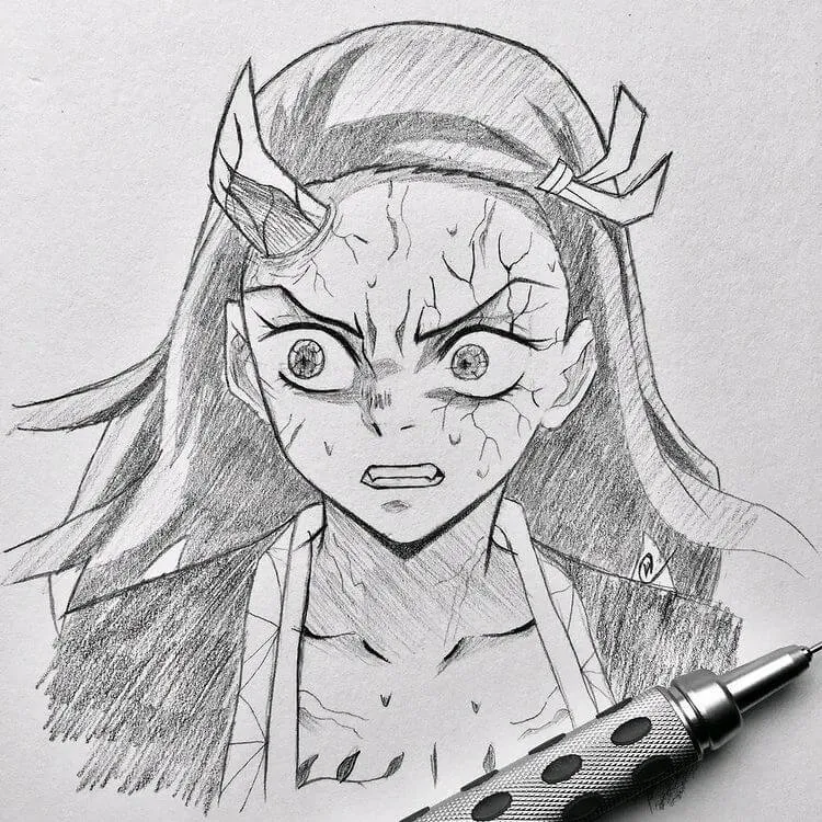 Nezuko disegno arrabbiato