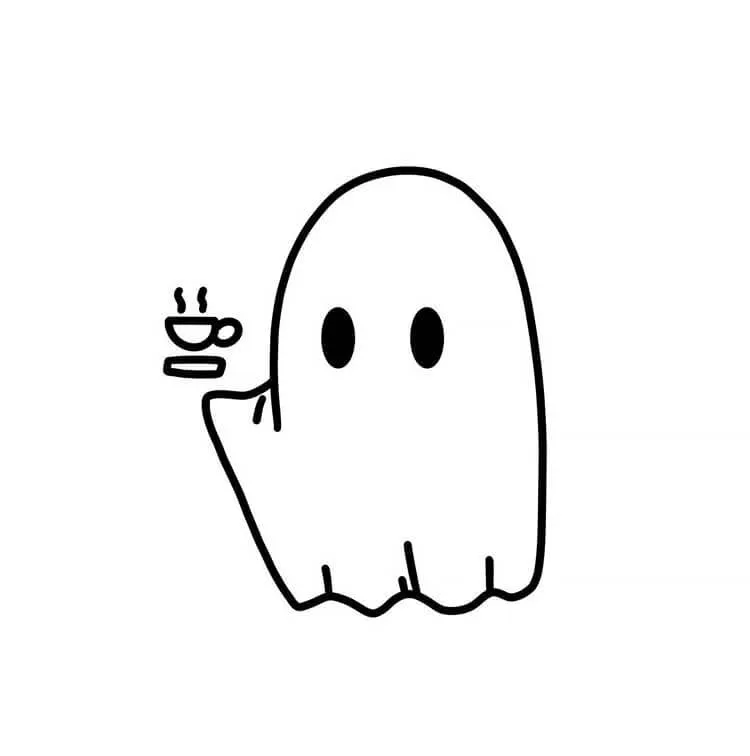 fantasma sosteniendo café