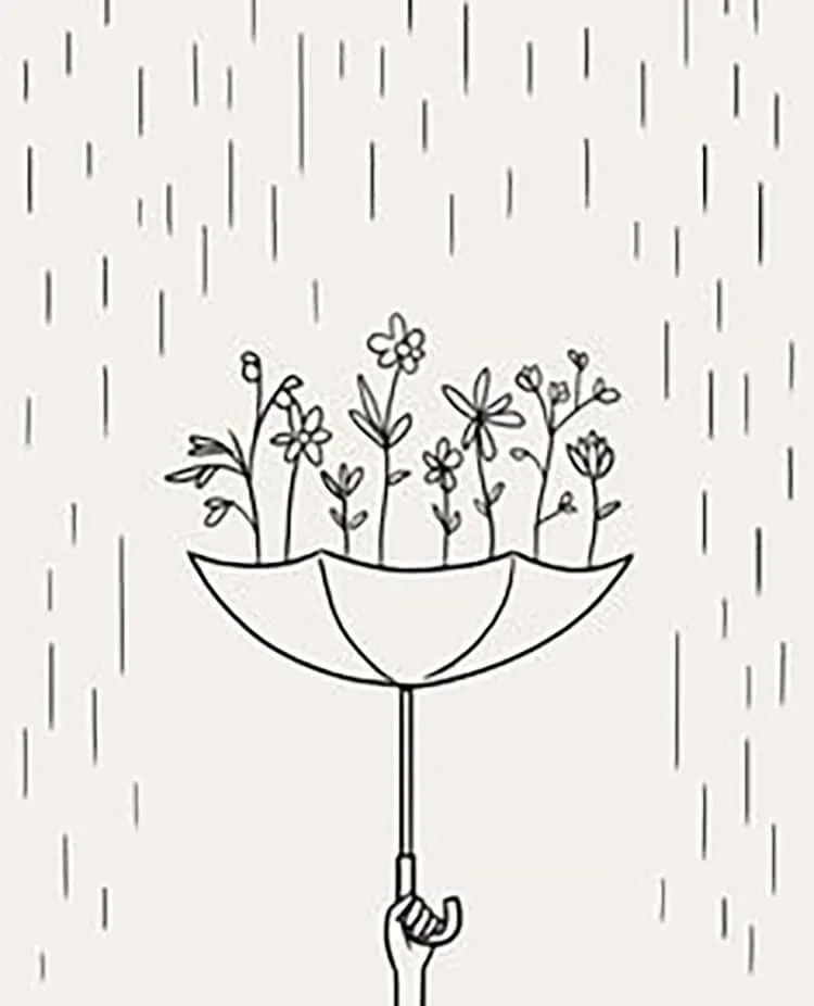 傘の中の花