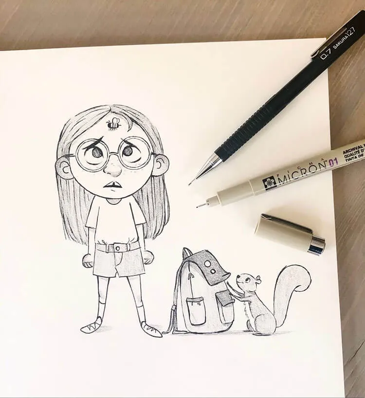 Tecknade flickors teckningar