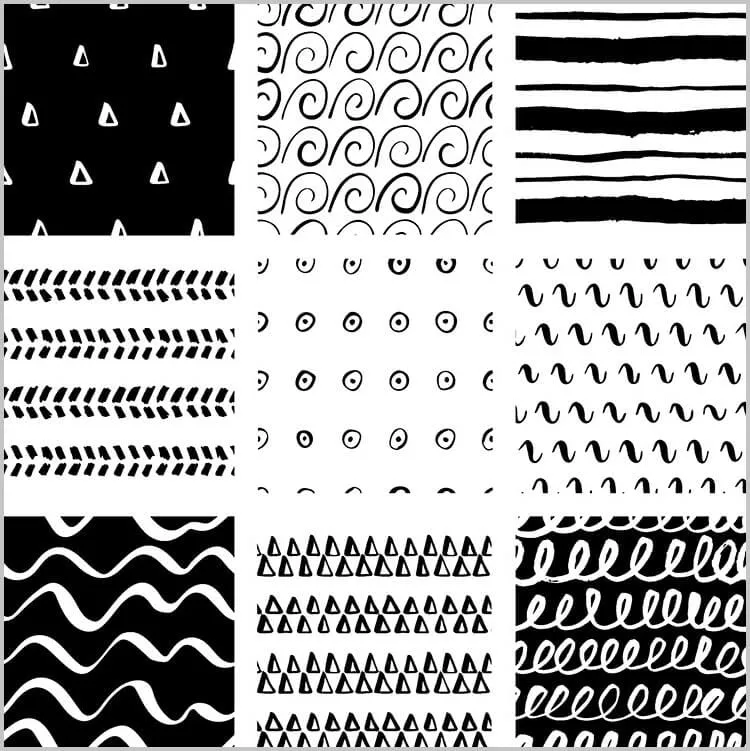 Mønstre med trekanter, bølger og linjer