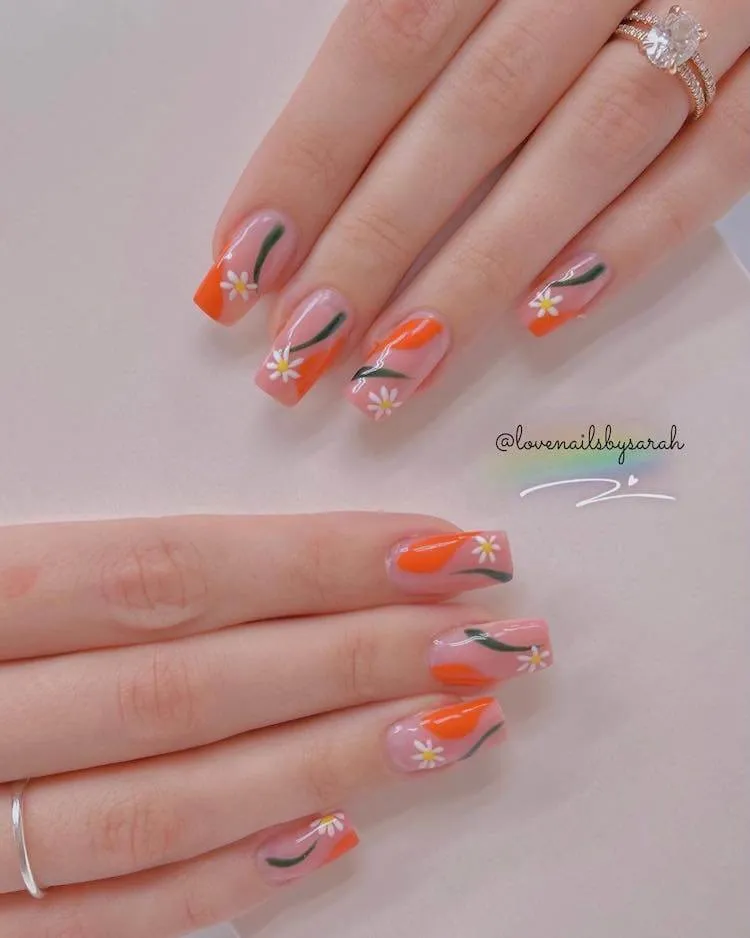 unghii cu flori de margarete