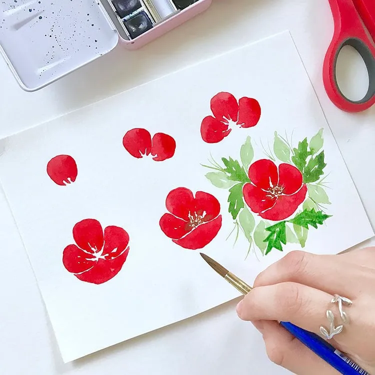 赤い花の描き方