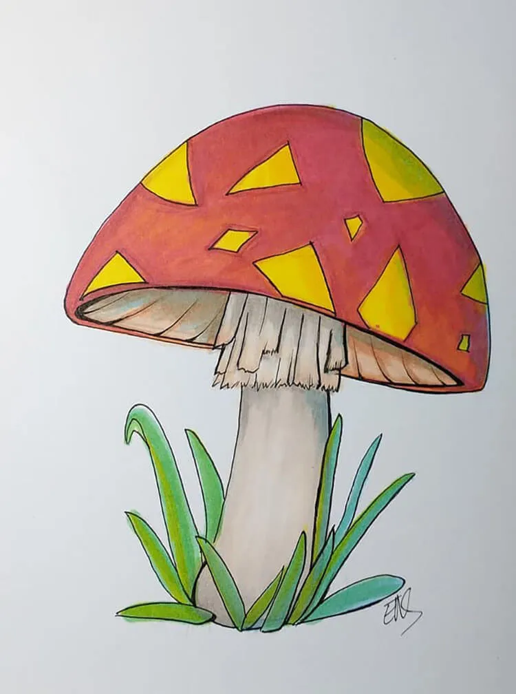 eenvoudige tekening van paddenstoelen