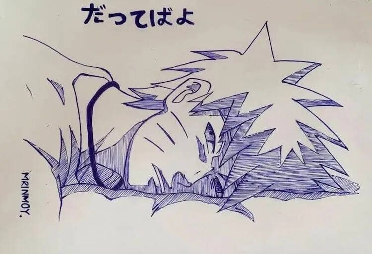 rysunek śpiącego naruto