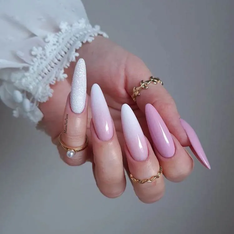 ροζ ombre νύχια
