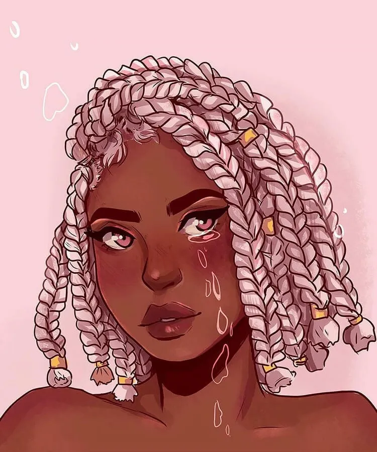 черно момиче с розови плитки илюстрация