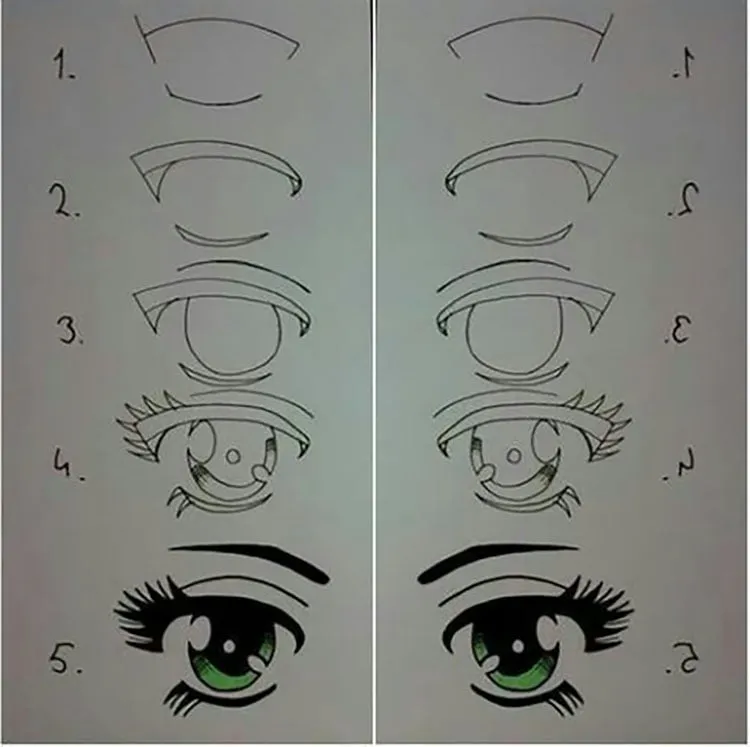 DESSIN DES YEUX VERTS DE L'ANIME