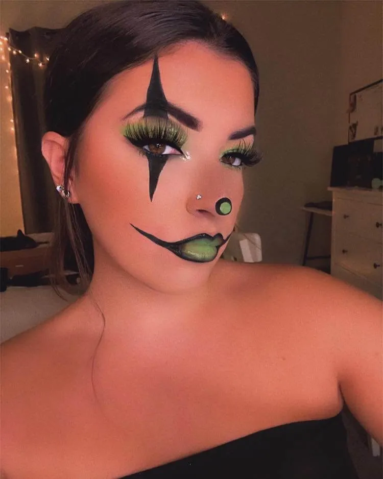 Maquillaje de payaso verde