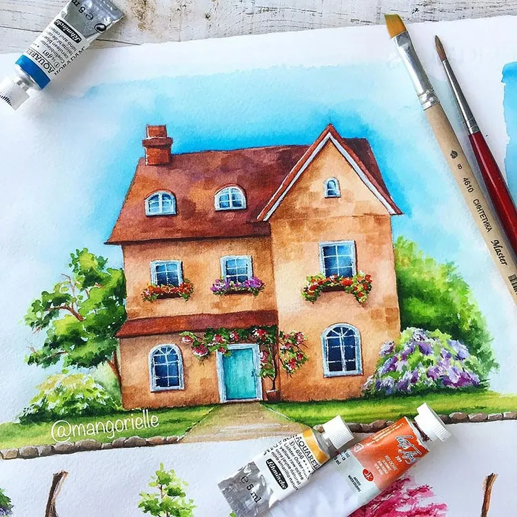 watercolor houses 4