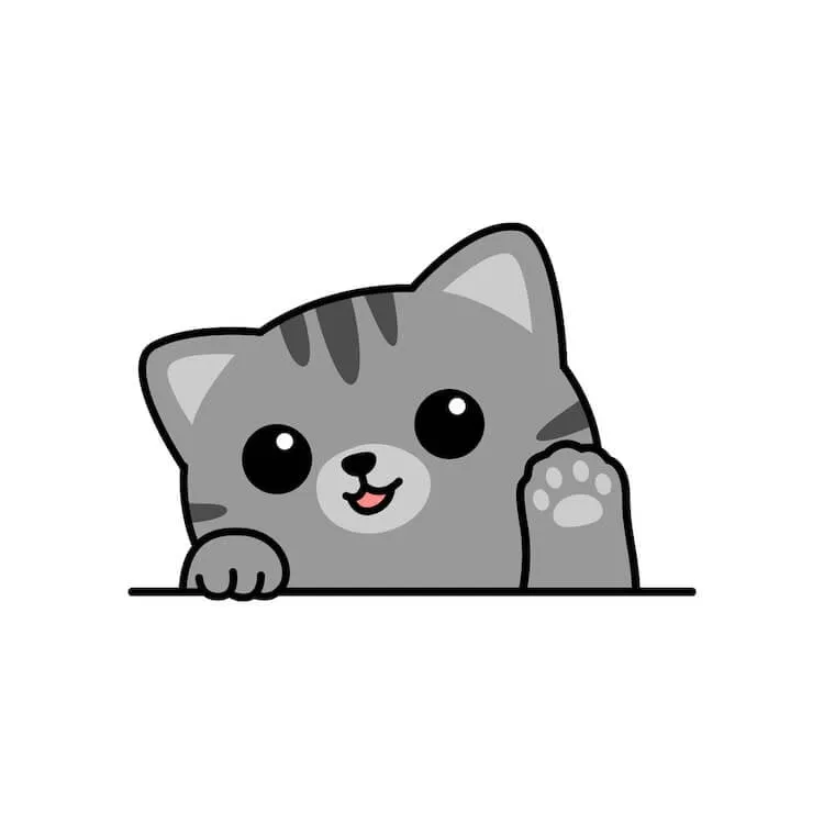 手を振っている子猫の絵