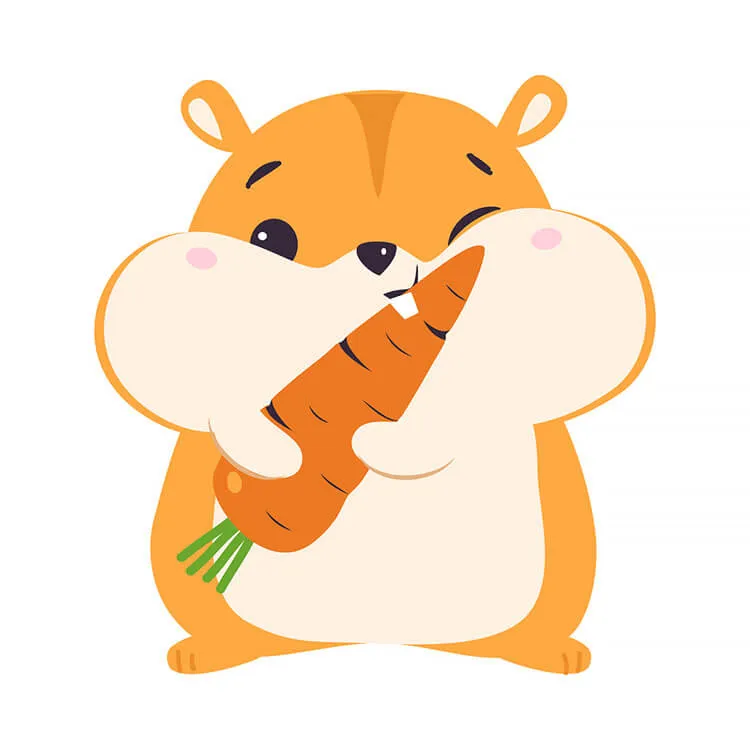 Hamster die een wortel eet
