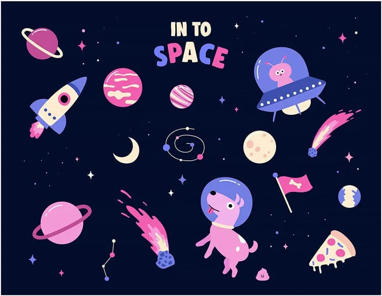 Coloridas ilustraciones del espacio