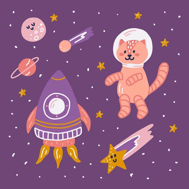 lindo gato en el espacio