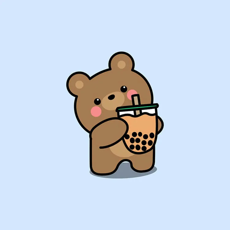 Μικρή αρκούδα με τσάι με γάλα