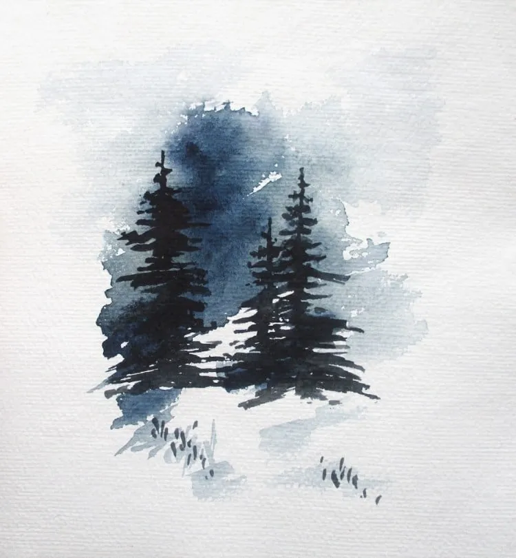 EENVOUDIGE AQUAREL BOMEN