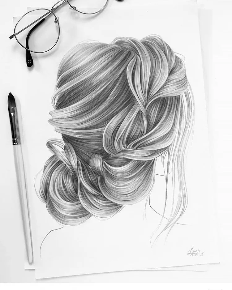 DESSIN DE COIFFURE DE MARIAGE