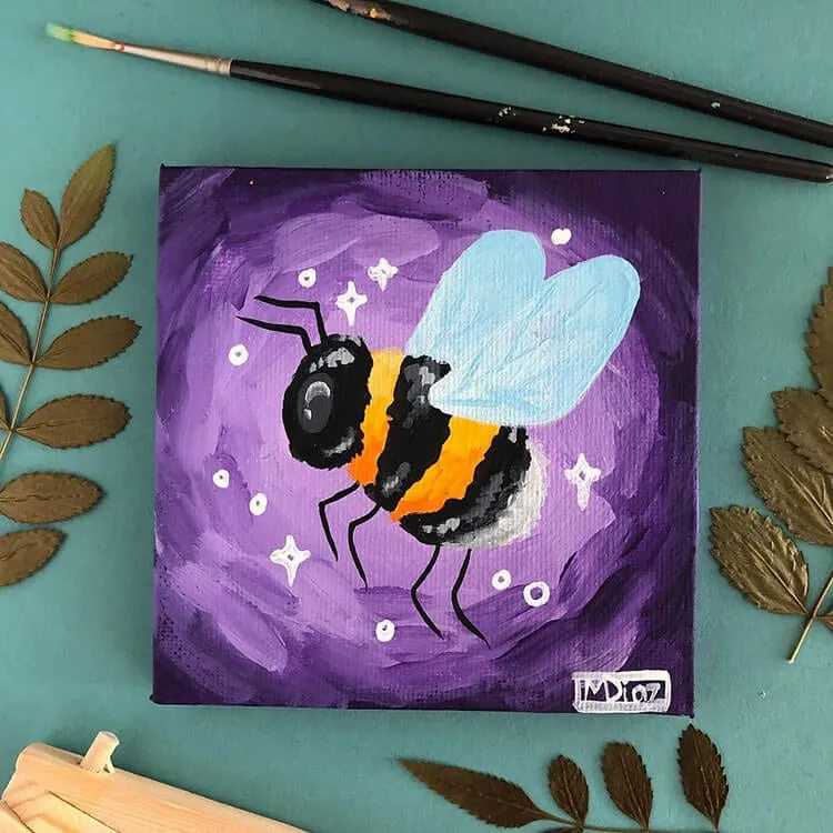 pintura de abelhas em acrílico