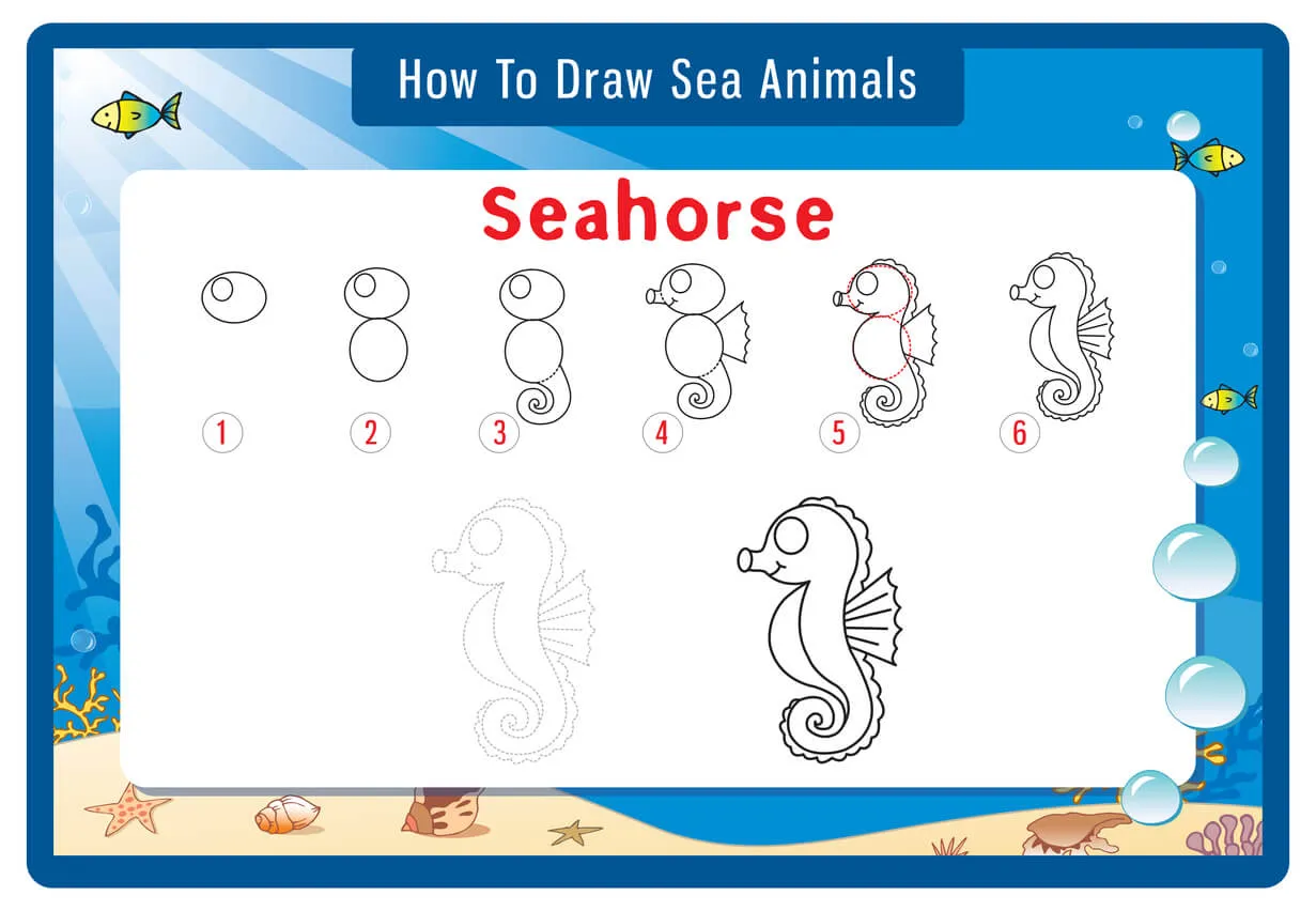 Como desenhar um cavalo-marinho
