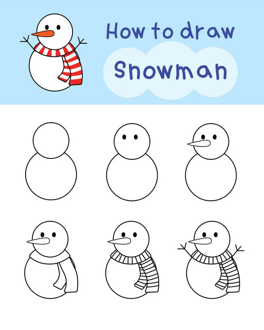 Een sneeuwpop tekenen
