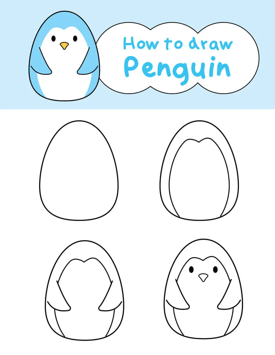 Cara Menggambar Penguin