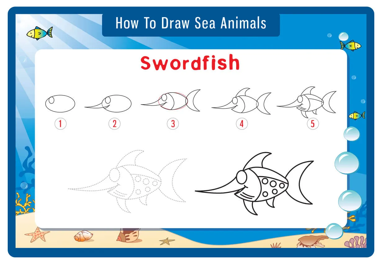 Cara Menggambar Ikan Pedang