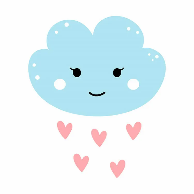 Smiley Face Cloud med hjerter tegning